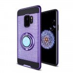 Wholesale Galaxy S9 Slim 360 Ring Kickstand Hybrid Case with Metal Plate (Purple)